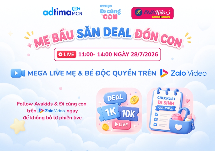 MẸ BẦU SĂN DEAL ĐÓN CON: Livestream độc quyền trên Zalo Video với loạt deal "hời" từ AVAKids